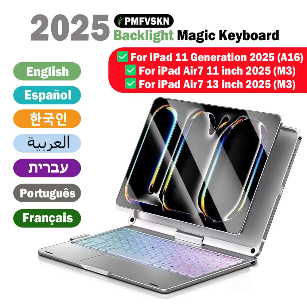 360 Degree Flip Backlit Magic Keyboard For iPad 11th Generation A16/ iPad Air 7 11 13 inch by Snagg A Wireless Keyboard