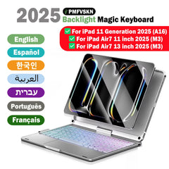 360 Degree Flip Backlit Magic Keyboard For iPad 11th Generation A16/ iPad Air 7 11 13 inch by Snagg A Wireless Keyboard