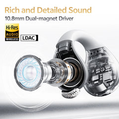 Open Ear Wireless Earphones – Hi-Res LDAC Bluetooth 6.0 Clip-On Sports Headphones with 40H Playtime by Snagg An EarBud