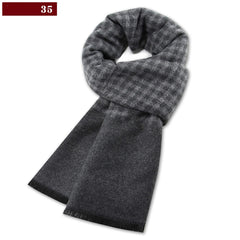 Men’s Luxury Wool Scarf — Cashmere Silk Blend Winter Plaid Shawl