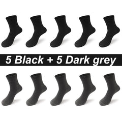 10 Pair Bamboo Business Socks, Soft, Breathable Black Crew (Sizes 39–48)