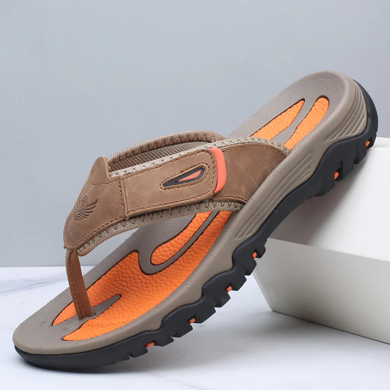New Quality Leather Non-Slip Slippers for Men by Snagg A Slipper