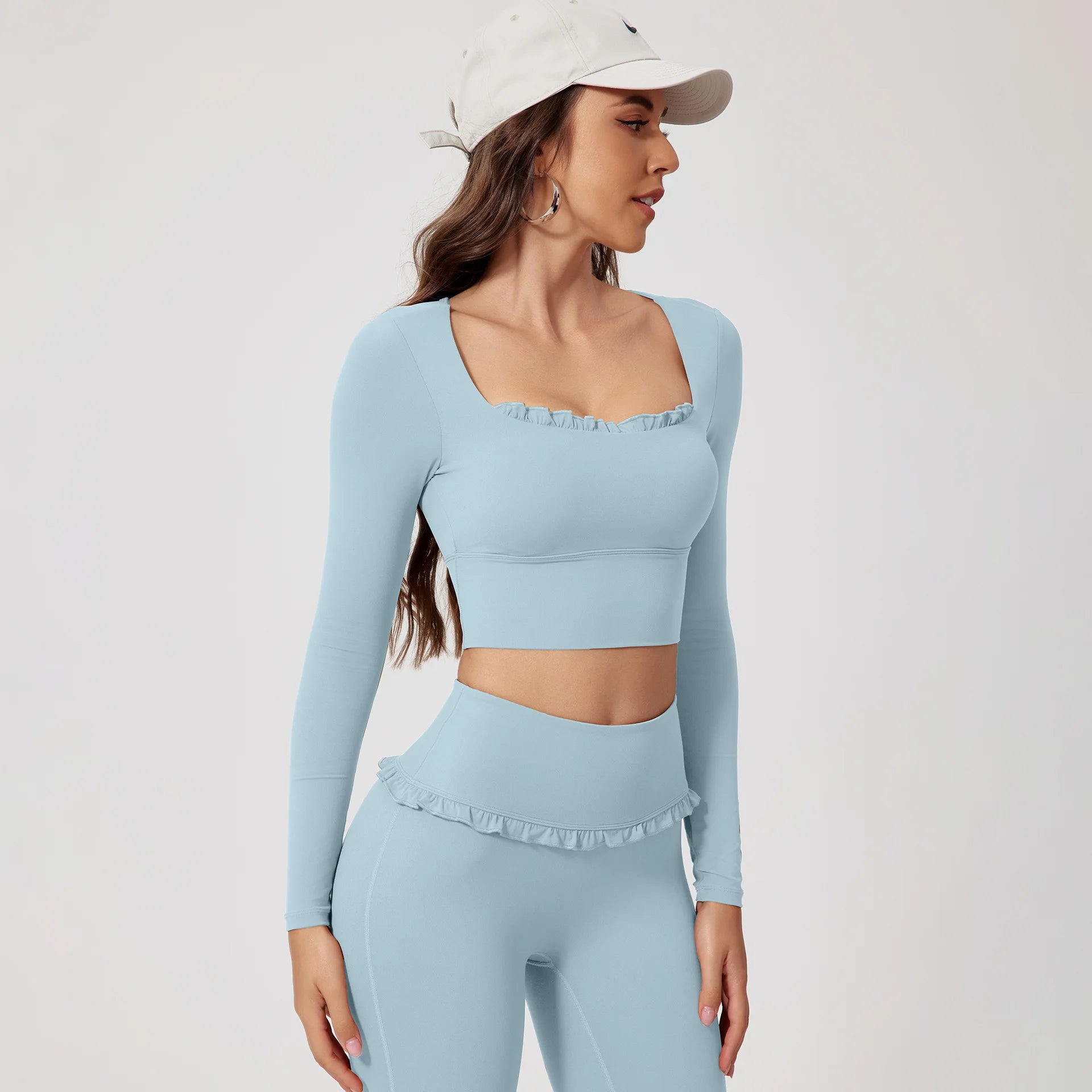 Women's 2-Piece Long Sleeve Gym Set | Quick-Dry Yoga Outdoor Sports Shirt & Leggings Sportswear