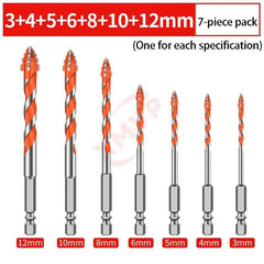 Four Edge Serrated Eccentric Drill Bit Set & High Hardness Multi Material Dry Drilling Bits