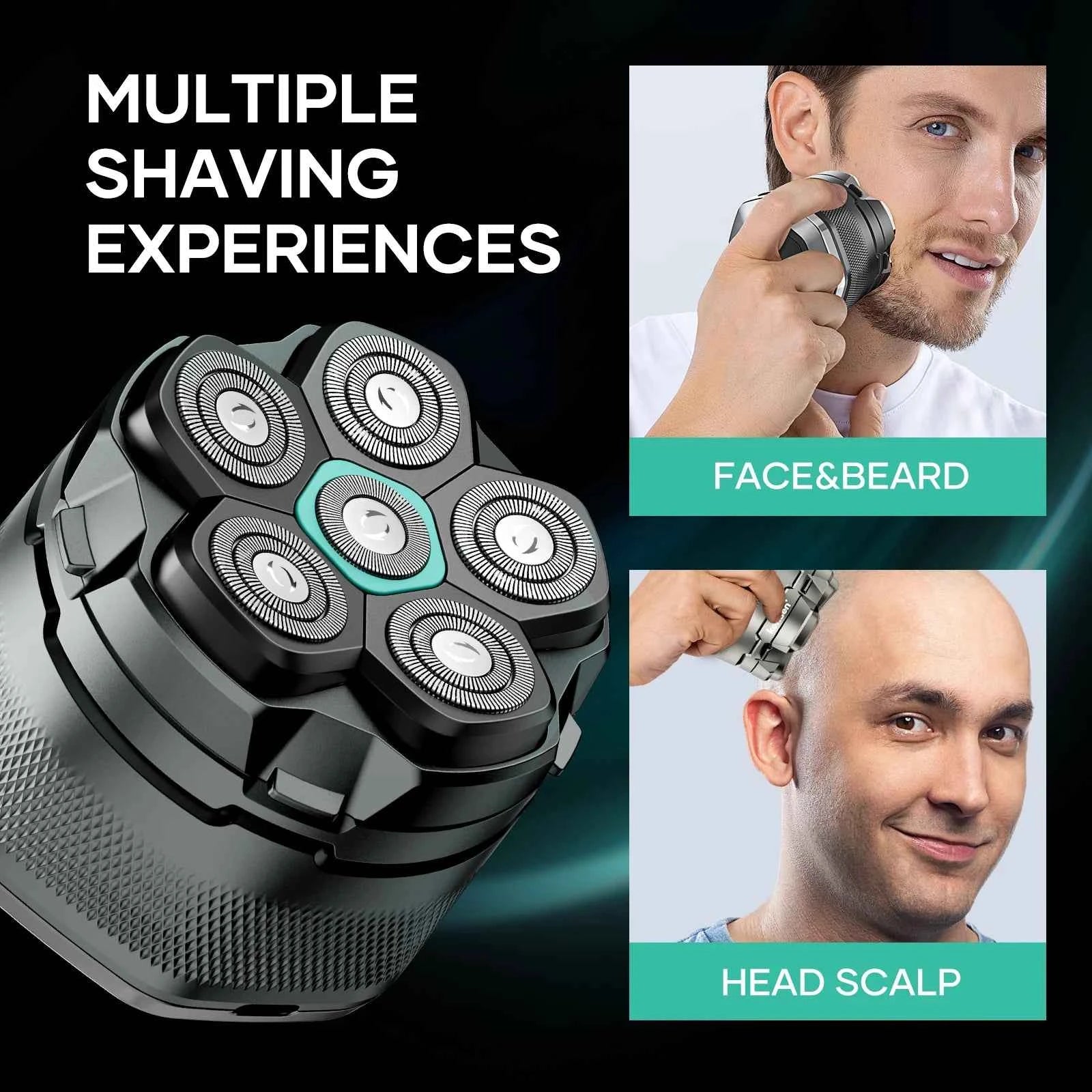 6D Magnetic Floating Head Shaver – Professional IPX6 Waterproof Bald Head & Beard Shaving System