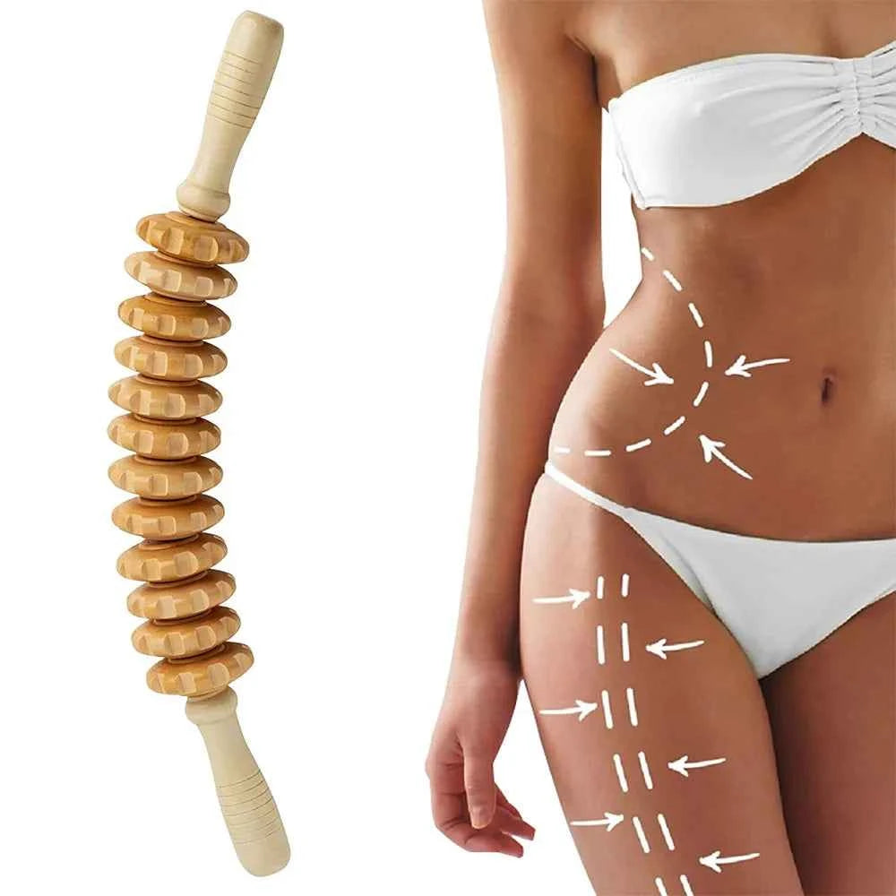 Curved Wood Therapy Massage Roller Stick