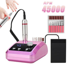 Elite 45,000 RPM Professional Electric Nail Station – High Torque Precision Drill with Dual-Mode Foot Pedal