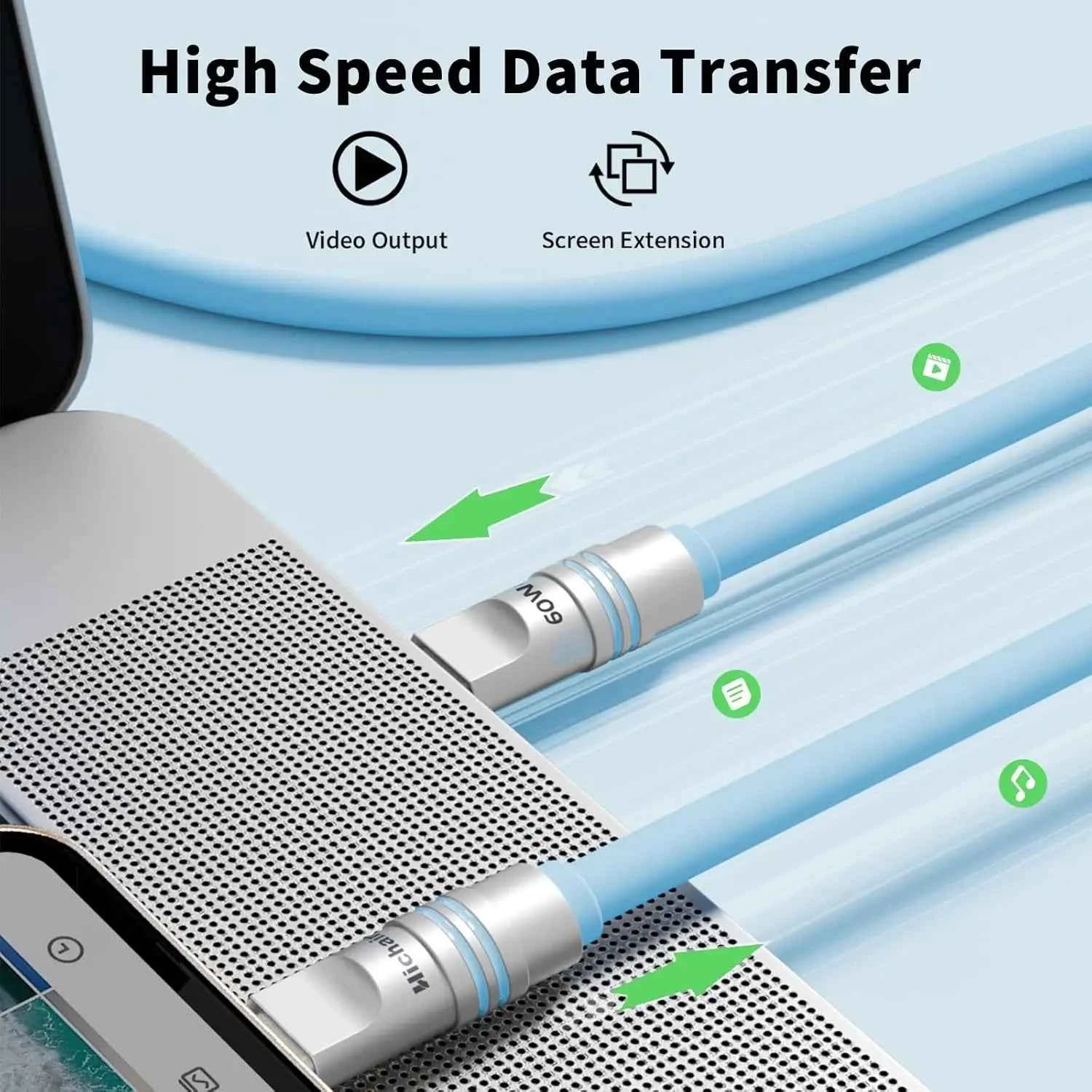 USB-C to USB-C 60W PD Fast Charging Cable | Liquid Silicone 1.2M/2M for iPhone Laptop Samsung Xiaomi Huawei