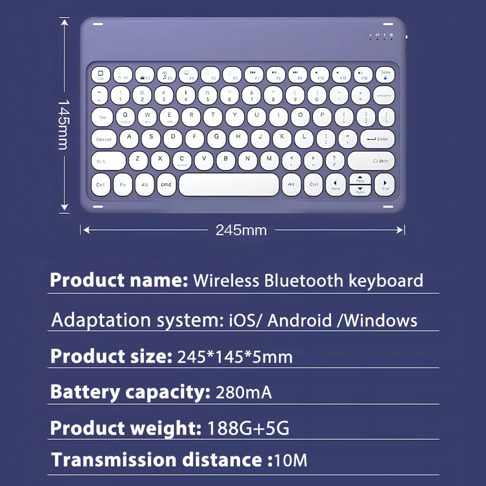 Round Key Bluetooth Wireless Keyboard For Android IOS Huawei Xiaomi Tablet by Snagg A Wireless Keyboard