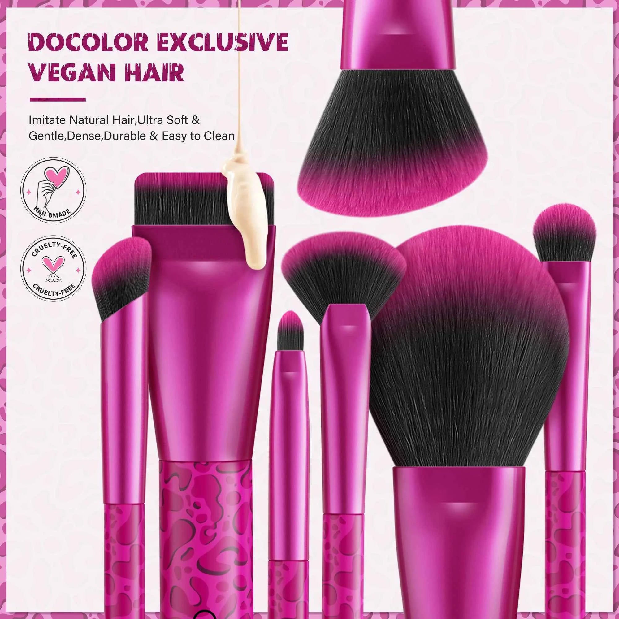 12 Piece Makeup Brush Set – Leopard Pink Professional Beauty Kit