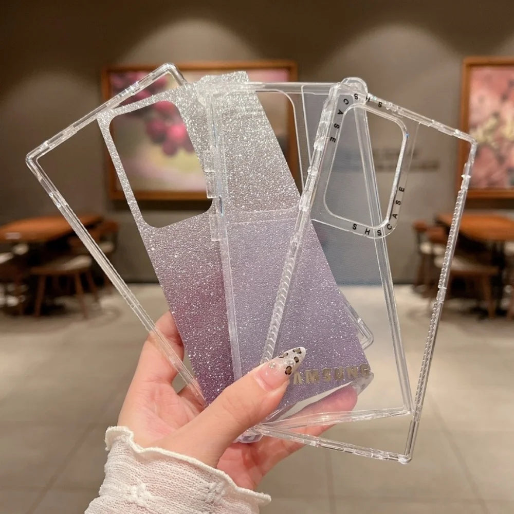 3 in 1 Clear Gradient Glitter Case For Samsung Galaxy S25 Series by Snagg A Phone Case