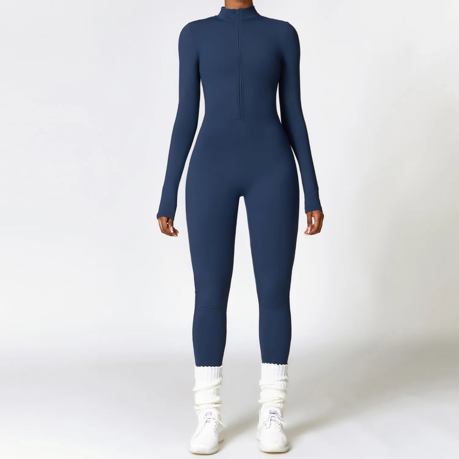 Women's Long Sleeve Zipper Yoga Romper | One-Piece Gym Jumpsuit High-Intensity Fitness Skin-Tight