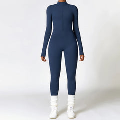 Women's Long Sleeve Zipper Yoga Romper | One-Piece Gym Jumpsuit High-Intensity Fitness Skin-Tight