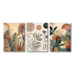 3 Pieces Boho Floral Canvas Prints by Snagg A Print