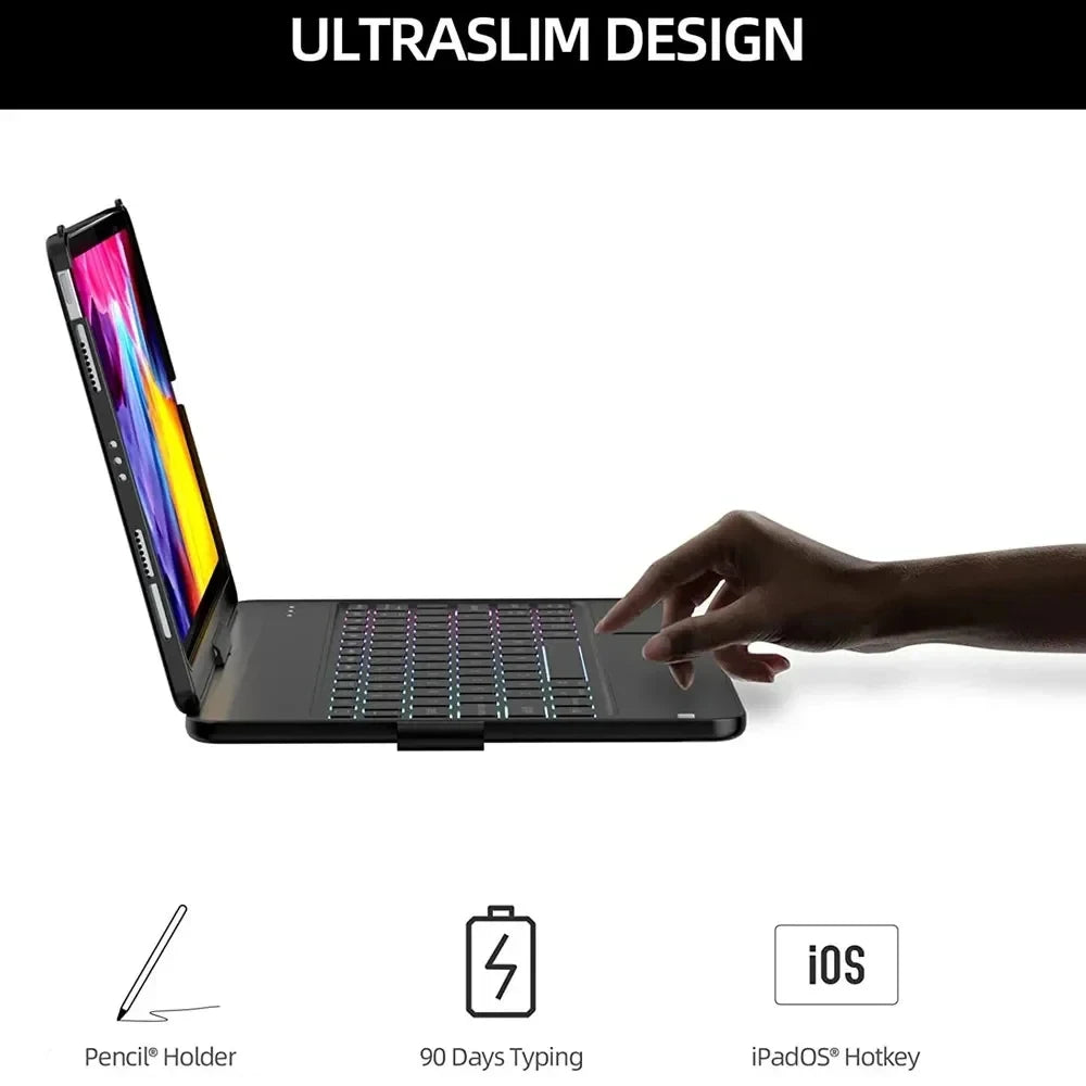 360 Degree Flip Backlit Magic Keyboard For iPad 11th Generation A16/ iPad Air 7 11 13 inch by Snagg A Wireless Keyboard