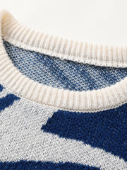 Men’s Maze Jacquard Pullover | Geometric Contrast Round-Neck Sweater