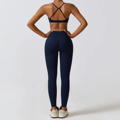 Women's 2/3-Piece Yoga Suit | Fitness Bra Crop Top Long Sleeve Gym Legging Athletic Sportswear