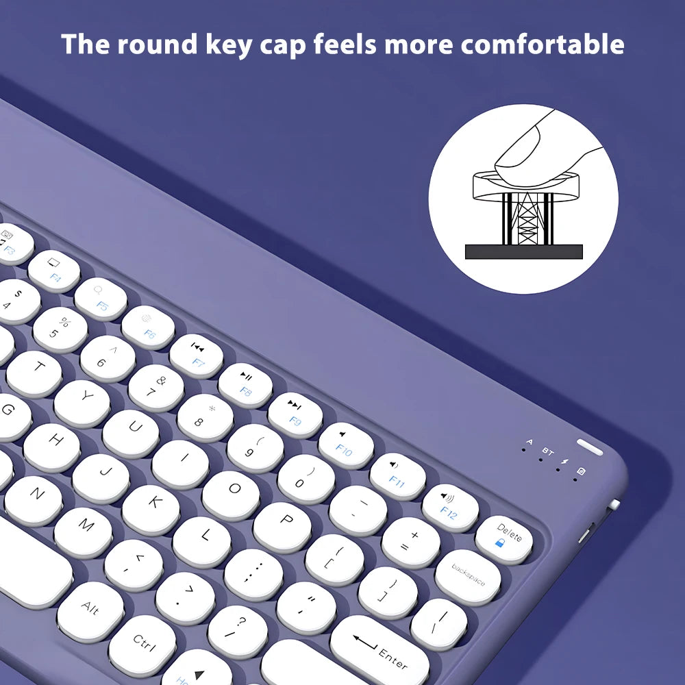 Round Key Bluetooth Wireless Keyboard For Android IOS Huawei Xiaomi Tablet by Snagg A Wireless Keyboard