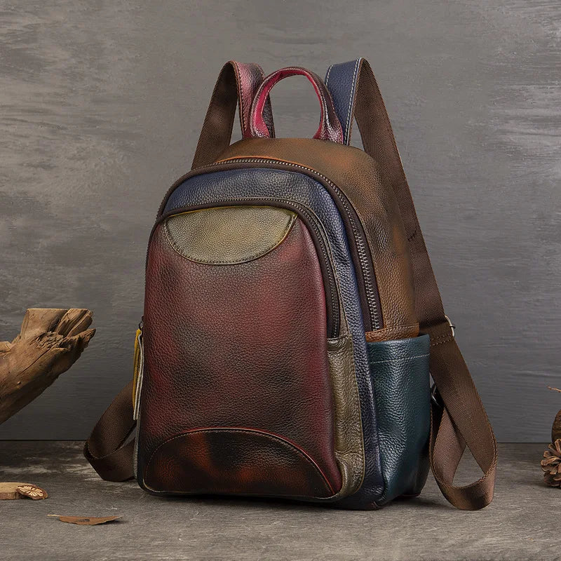 Vintage Patchwork Genuine Leather Backpack by Snagg A Backpack