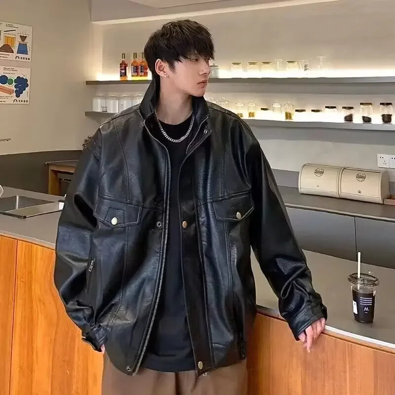 Vintage PU Bomber Motorcycle Jacket by Snagg A Jacket