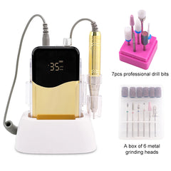 Professional 35,000 RPM Coreless Motor Nail Drill – High Torque 65W Wireless Desktop Station