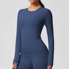 Women's Long Sleeve Yoga Shirt | Push-Up Gym Workout Top Dry-Fit Breathable High Elastic Sports