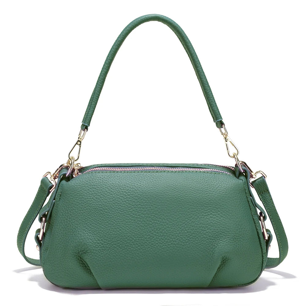 Genuine Leather Pillow Handbag – Simple High-Quality Small Shoulder & Crossbody Bag for Women