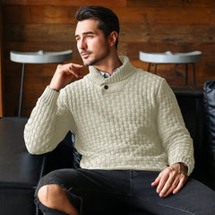 Men’s Waffle-Knit Turtleneck Pullover | Smart-Casual Thermal Winter Top