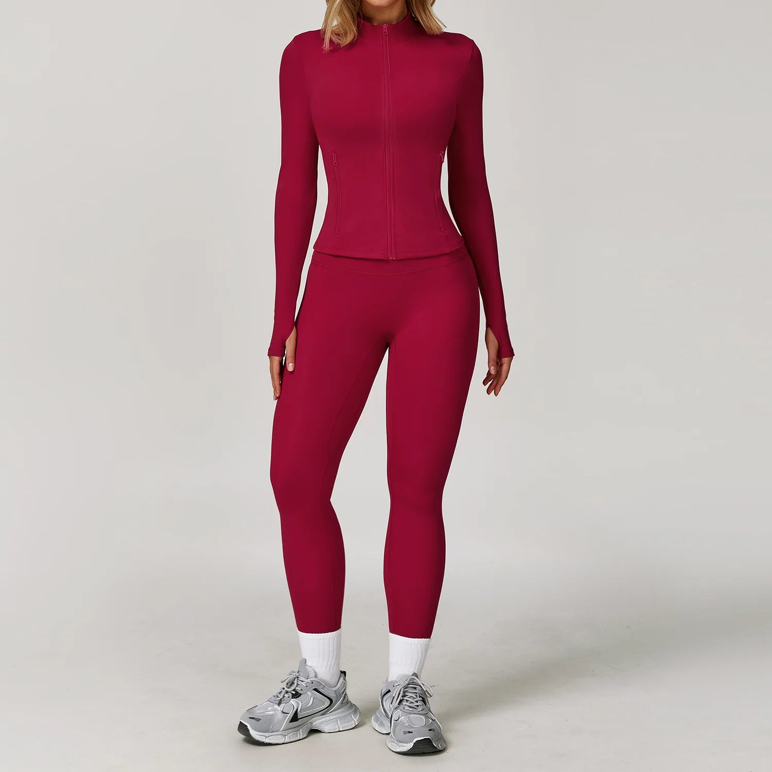 Women's 2/3-Piece Long Sleeve Yoga Suit | Sports Bra Running Workout Gym Tracksuit Athletic Wear