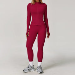 Women's 2/3-Piece Long Sleeve Yoga Suit | Sports Bra Running Workout Gym Tracksuit Athletic Wear