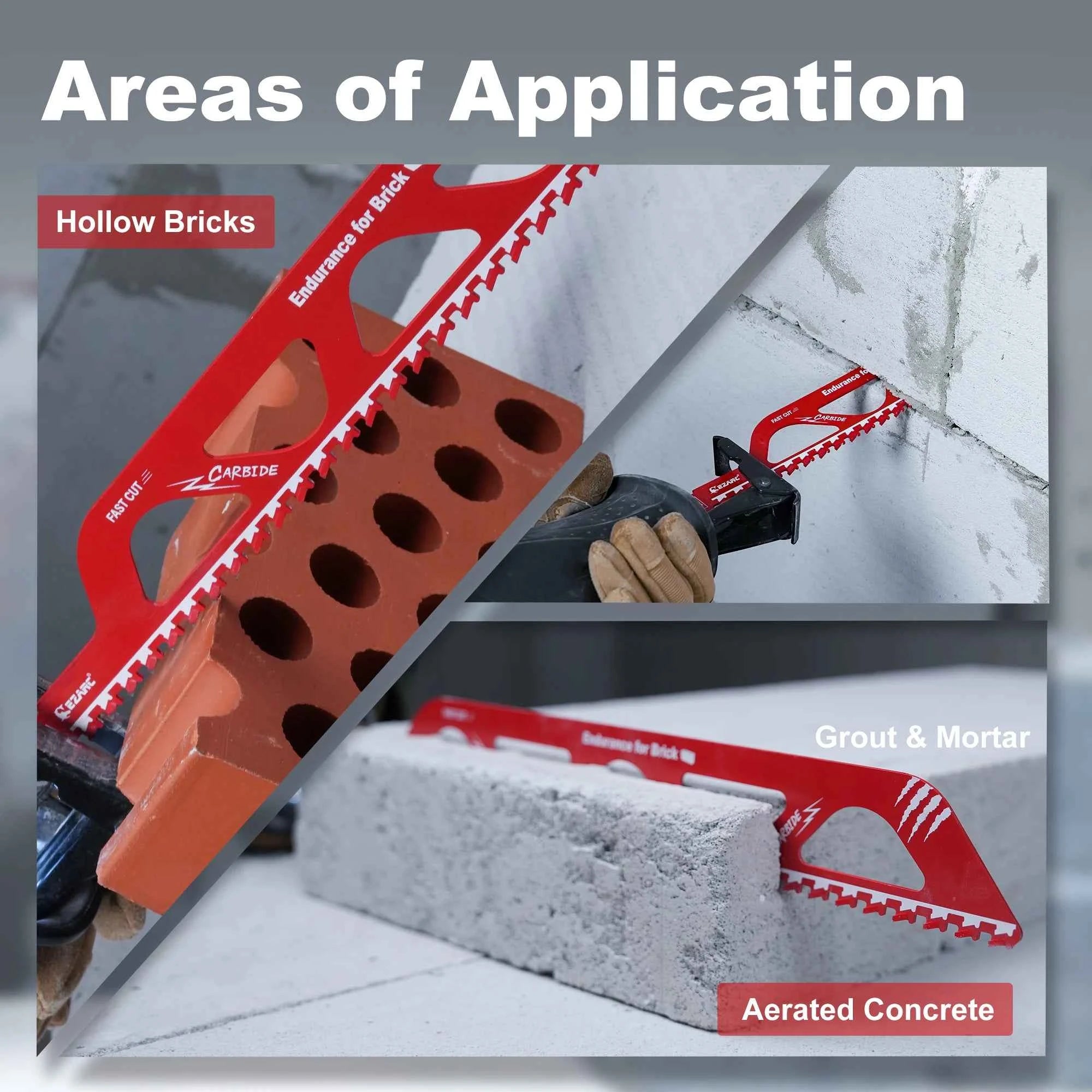 Professional Carbide Masonry Reciprocating Saw Blade | 12" & 18" Demolition Blades for Aerated Concrete, Brick & Cinder Block