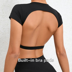 Women's Backless Sports Crop Top | Breathable Workout Yoga Gym Fitness Sportswear Summer