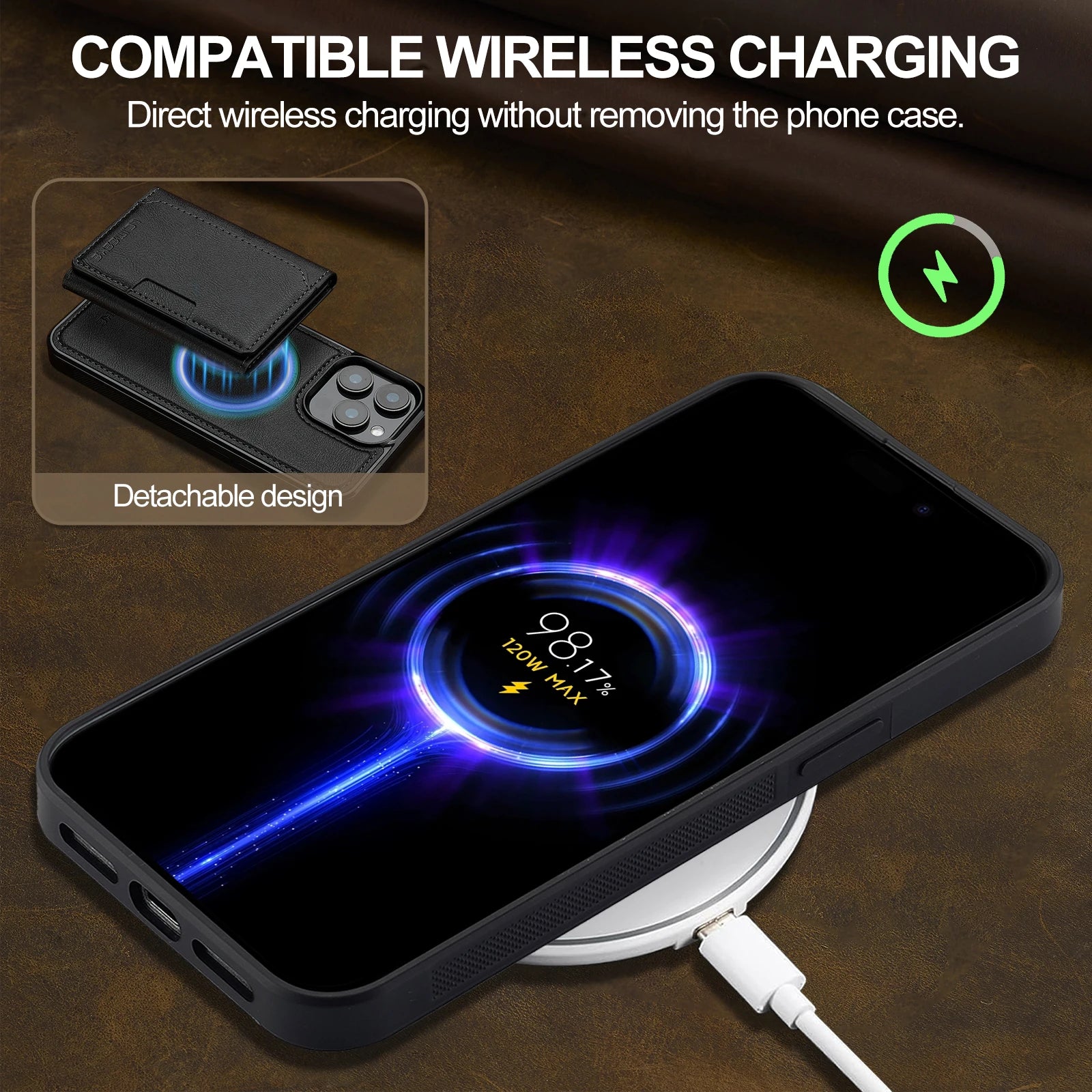 2 in 1 Detachable Magnetic Leather Case – for iPhone 15 Series - Phone Cases & Covers