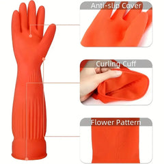 45cm Lengthen Dishwashing Cleaning Gloves Reusable Rubber Latex Kitchen Gloves Soft Comfortable Waterproof Household Clean Tool by Snagg A Gloves