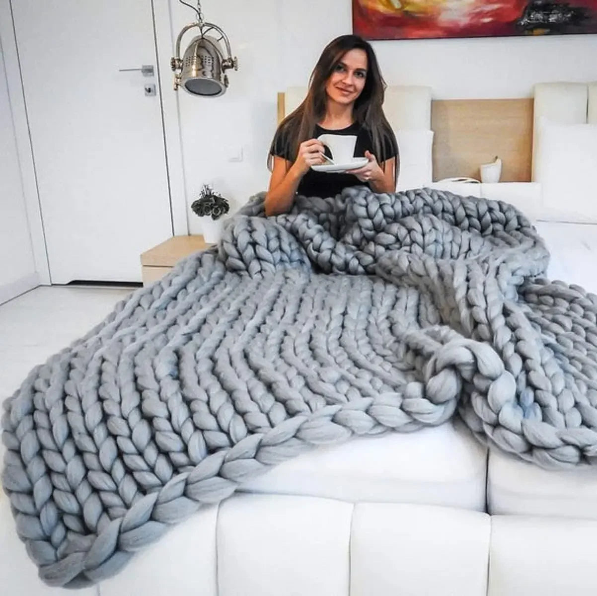 Knit Blanket Handmade Wool Throw by Snagg A Throw