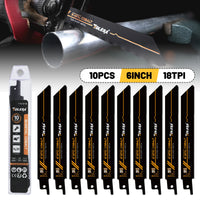 10PCS Bi Metal Sawzall Blades – 6” & 9” 18TPI M42 Cobalt for Metal Cutting
