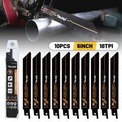 10PCS Bi-Metal Sawzall Blades – Metal Cutting 6" & 9" 18TPI with Cobalt