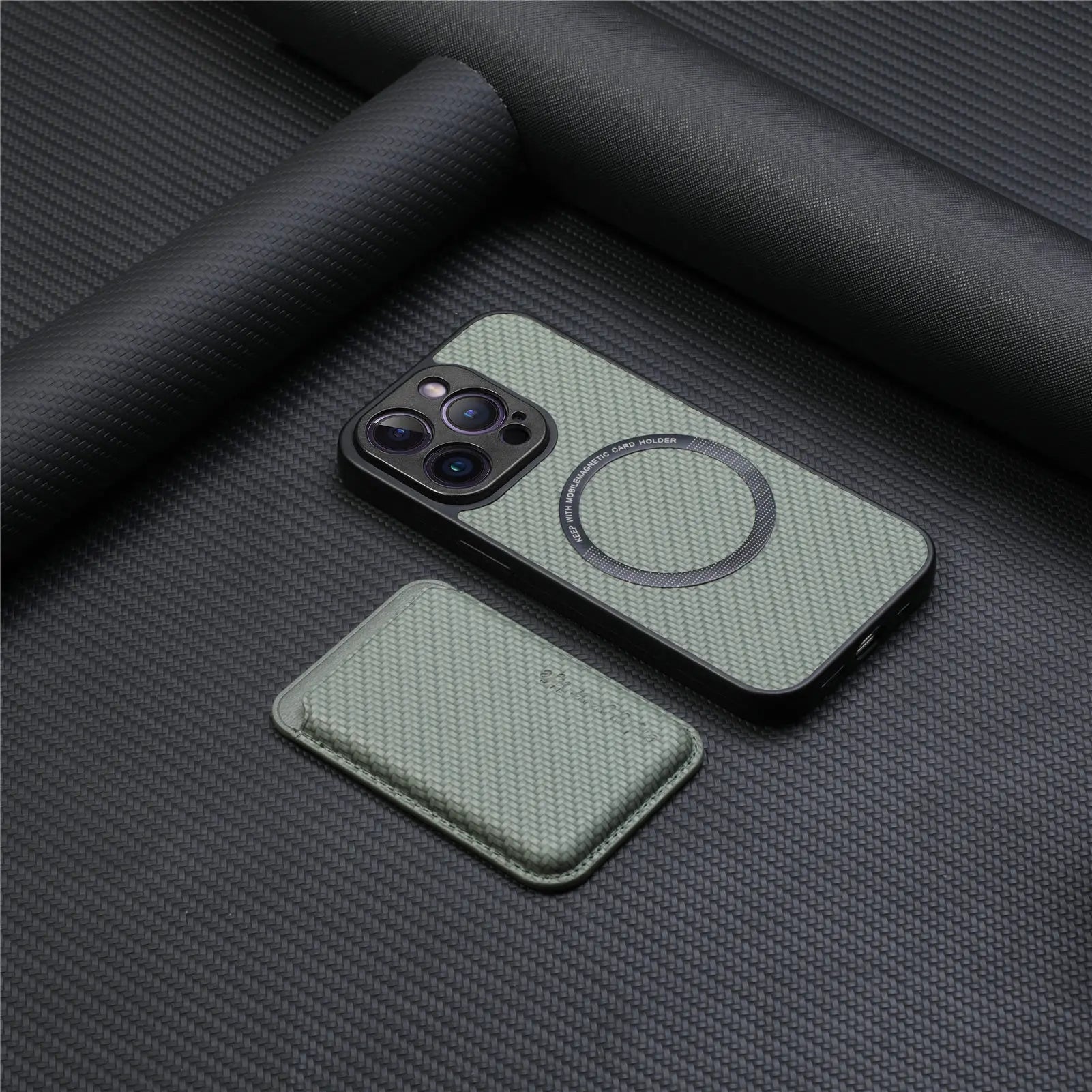 Carbon Fiber Style PU Leather MagSafe Case for iPhone 17 Air / Series (LM2) by Snagg A Phone Case