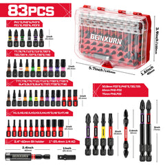 83 Pcs Magnetic Driver Bit Set – Phillips, Slotted, Torx, Hex & Pozi with Socket Adapter and Storage Case