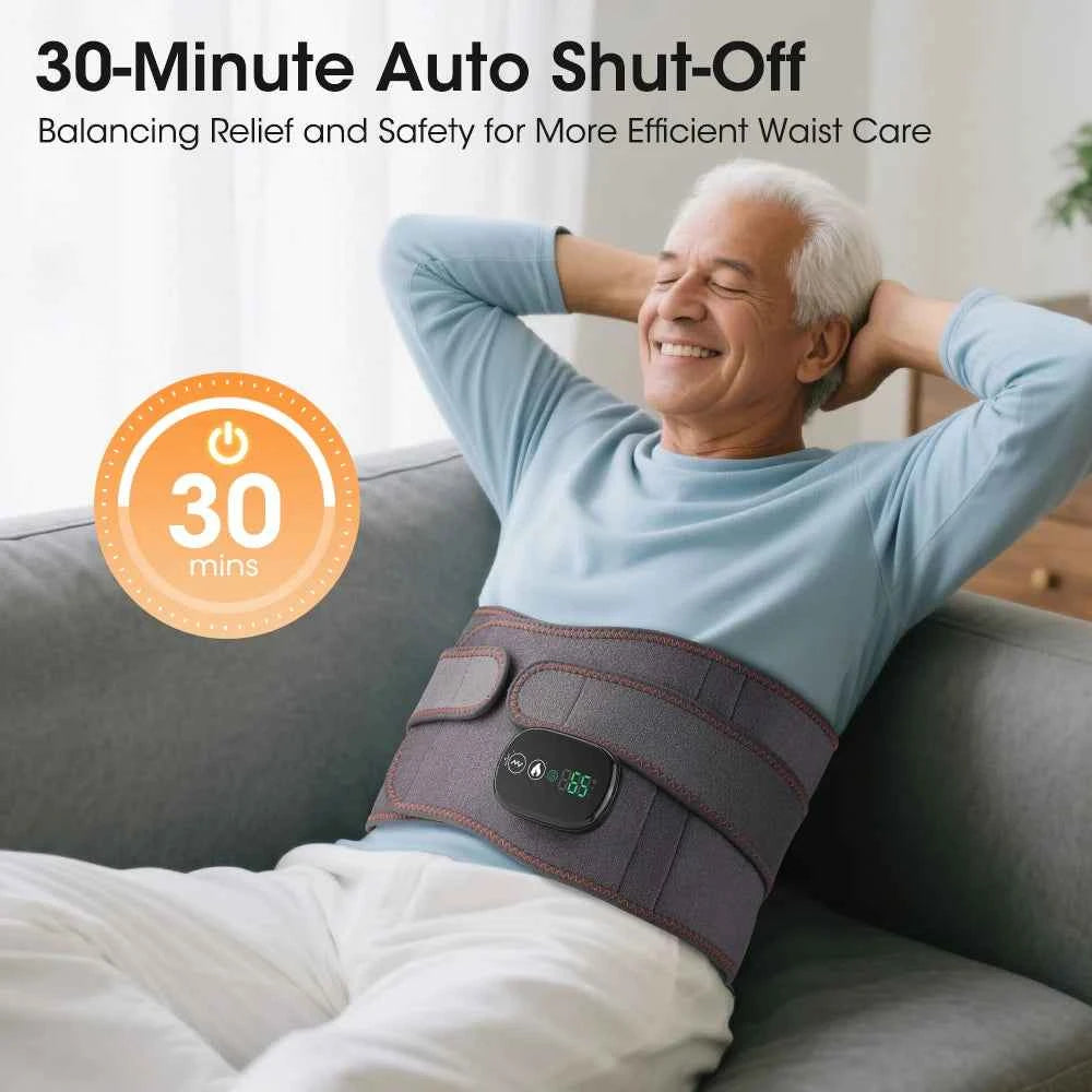 Cordless Waist Belt Massager – Heated Vibration Lumbar Support & Back Relief Brace