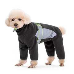 Fleece Dog Pyjamas with Legs – Reflective Closed-Belly Winter Suit for Small Dogs (Cuttable Panel)