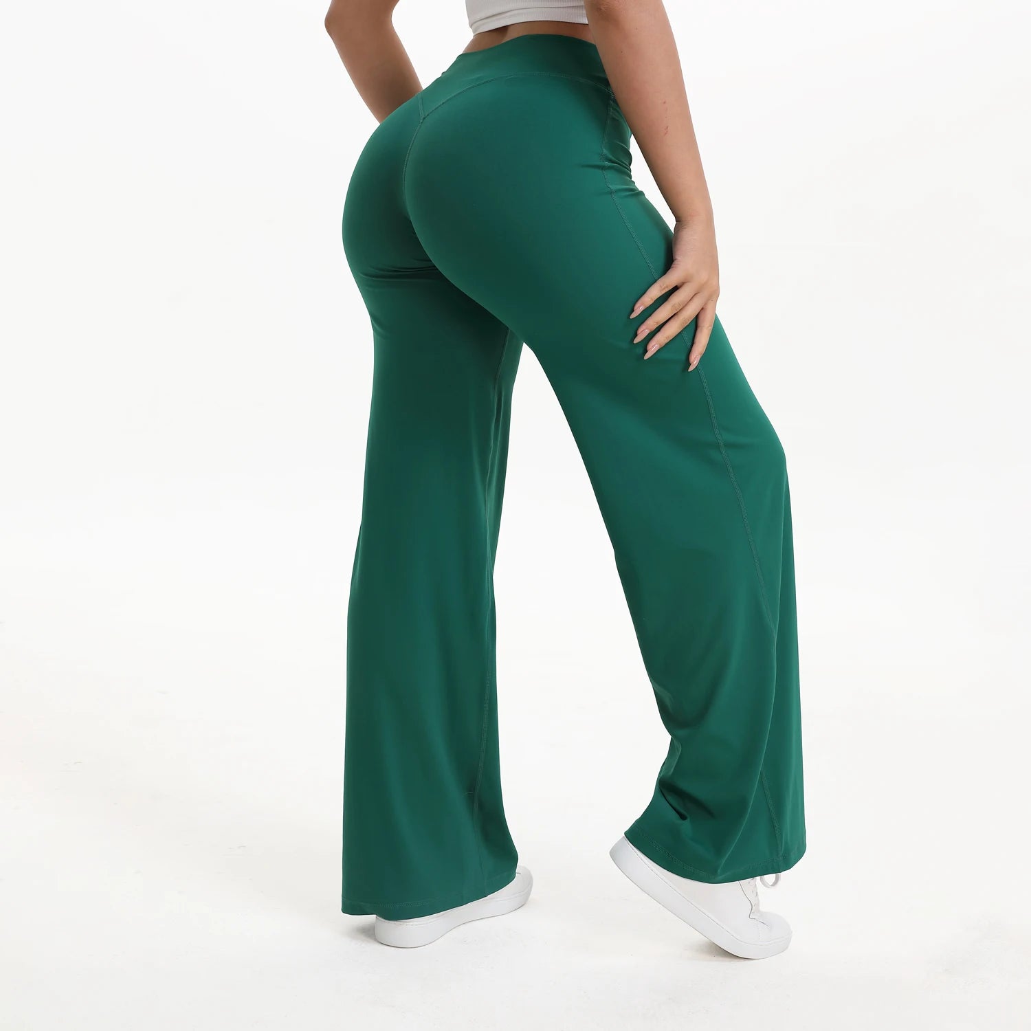 Women's Straight Leg Yoga Pants | Mid-Waist Naked-Feel Pilates Running Gym Leggings Sports Trousers