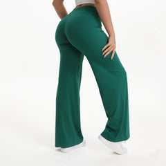 Women's Straight Leg Yoga Pants | Mid-Waist Naked-Feel Pilates Running Gym Leggings Sports Trousers
