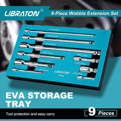 Wobble Socket Extension Set – 1/4", 3/8" & 1/2" Drive Ratchet Extensions in Chromium-Vanadium Steel