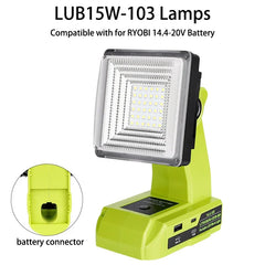15W Cordless LED Work Light | 1500LM High Intensity Spotlight & USB Power Bank Compatible With Ryobi 18V Batteries