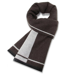Men’s Luxury Wool Scarf — Cashmere Silk Blend Winter Plaid Shawl