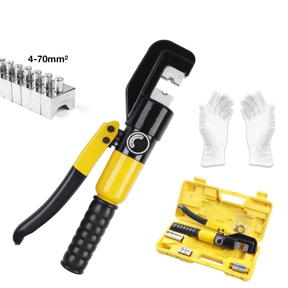 10T Hydraulic Crimping Tool Set – 4–70mm² with 8 Dies & Gloves - SnaggIt