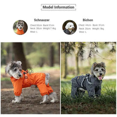 Waterproof Dog Raincoat with Built-In Harness – Adjustable Reflective 4-Leg Overalls for Small Dogs