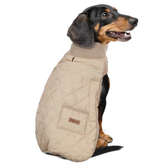Diamond Quilted Dog Coat for Dachshunds – Water-Repellent Windproof Jacket for Short-Leg Breeds