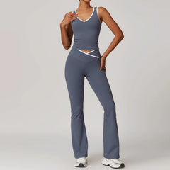 Women's 2-Piece Yoga Workout Set | High Waist Leggings & Sports Bra Gym Tracksuit Athletic Wear